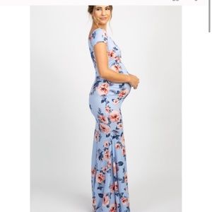 Pink blush floral maternity gown